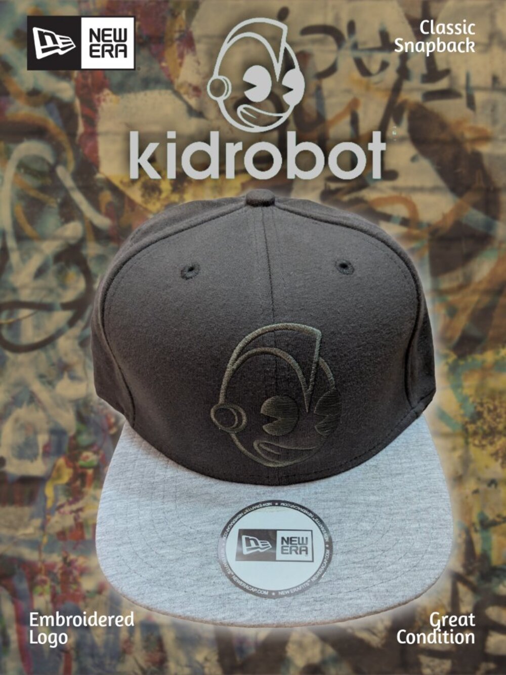 NEW ERA kidrobot Logo Gray Snapback Hat